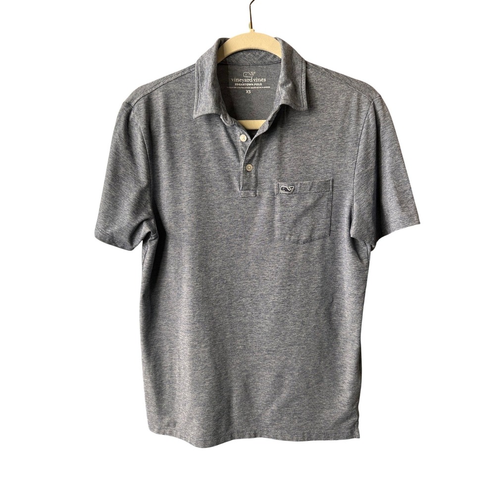 Vineyard Vines Edgartown Polo Shirt Mens XS‎ Blue Heather Stripe Pima Cotton